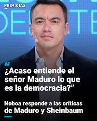 El presidente Daniel Noboa se refirió a los cuestionamientos de Claudia  Sheinbaum y Nicolás Maduro. http://prim.ec/Qwin50VCB0w