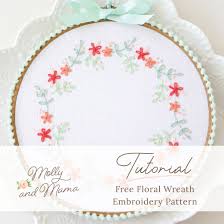 Floral clipart wedding clipartvector png digital wreath | etsy. Free Embroidery Wreath Pattern Aurifil Artisan Challenge Molly And Mama