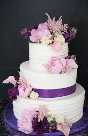 Elegant 3 Tier Wedding Cake With Purple Ribbon And Flowers Perfect To Way To Include Pant Funny Wedding Cake Toppers Funny Wedding Cakes Wedding Cake Toppers