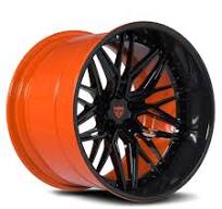 RV-T081 : CUSTOM FORGED 3-PIECE RIMS DEEP DISH ORANGE WHEELS