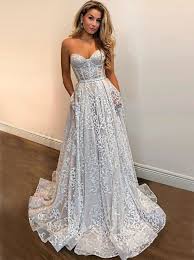 Another benefit of this type of neckline is that it can be worn strapless or accessorised with delicate beaded or lace straps from the amixi bridal accessories range. Cheap A Line Sweetheart Sweep Train Lace Wedding Dress With Sequins