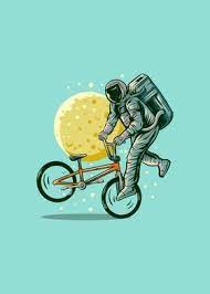 Metal Poster Astronaut And Space In 2021 Bmx Bmx Bikes Astronaut Wallpaper