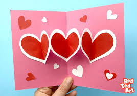 When you open the card, the heart will pop up at you. Easy Heart Pop Up Cards Red Ted Art Make Crafting With Kids Easy Fun