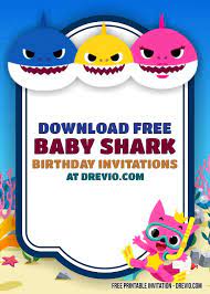 Free Printable Baby Shark Invitation Templates Shark Birthday Invitations Shark Birthday Party Invitation Free Birthday Invitation Templates