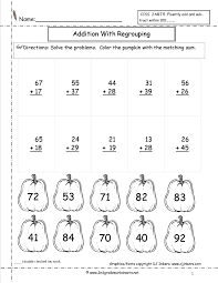 Coloring Pages Kids Double Digit Addition With Regrouping Coloring Sheet