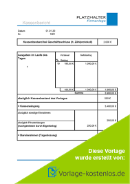 Wenn ihr unternehmen mehr als 15 arbeitnehmer beschäftigt, haben diese nach einem länger als sechs monate andauernden arbeitsverhältnis einen anspruch auf teilzeitarbeit. Kassenbericht Vorlage Kostenloses Muster Zum Download