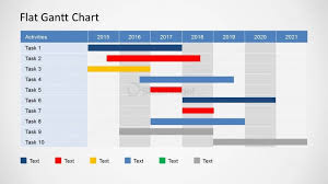 flat gantt chart for powerpoint yearly plan slidemodel