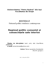 Conflictele de familie, abandonul tatălui, identitatea de gen. Comunismul In Romania Referat