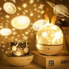 Wholesale Projector Led Night Light Usb Charging Rotating Projection Lamp For Kids Pink Rabbit From China