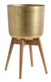 A substantial brass cachepot jardinière plant pot holder with lion design in the regency style, circa 20th century, england. Brass Plant Pot On A Wooden Stand The Forest Co