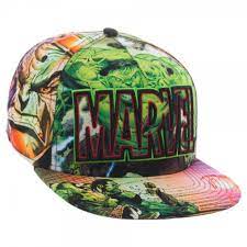 Marvel Comics Super Hero All Over Print Flat Brim Baseball Cap Snapback Hat Snapback Hats Hats Snapback