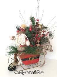 Santa Sleigh Santa Centerpiece Christmas Centerpiece Rustic Santa Christmas Decor Christmas Sleigh Decorations Christmas Centerpieces Christmas Decorations