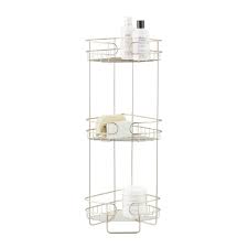 And most of the while shelves along a complete wall could make bathroom space seem smaller, corner shelves. Satin Nickel 3 Tier Corner Bathroom Shelf The Container Store