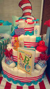 Dr Seuss Diaper Cake For Baby Shower Cat In The Hat Seuss Baby Shower Dr Seuss Baby Shower Twins Baby Shower