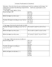 Geometry Composition Transformation Worksheet Doc Geometry Transformation Composition Worksheet 1 3 4 6 Name Directions Use Graph Paper To Perform Course Hero