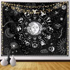 Hang 'em on walls, drape them on beds, divide a room, hide your secret stuff. Buy Funeon Sun And Moon Zodiac Tapestry Wall Hanging Black And White Constellation Tapestry Astrology For Bedroom Witchy Tapestries Indie Room Decor Teen Girl Small Dorm College Tapestry 51x60inch Online In Indonesia