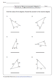 Worksheet 6.1 ‐ inverse trig functions. Find The Measure Of An Angle Trigonometry Worksheets Worksheets Angles Worksheet