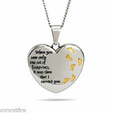 footprints in the sand heart necklace