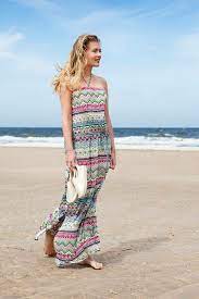 pastunette beach lange strandjurk met halternek mosaic dessin strandjurk kleding