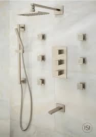 Add A Touch Of Luxury To Your Master Bathroom With This Gorgeous Shower System With 6 Body Jets This Bath Hardw Shower Systems Shower Tub Rainfall Shower Head