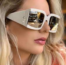 Oversized Square Sunglasses Women White Silver Mirror Rivet Sun Glasses Sunglasses Women Vintage Square Sunglasses Women Womens Glasses