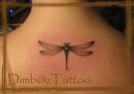 Realistic 3d tattoo design ideas. Dragonfly Tattoo On Upper Back By Dimbaz