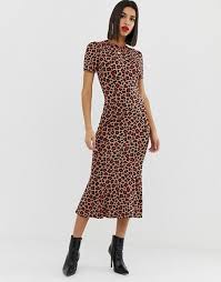 Asos Design City Maxi Tea Dress In Animal Print Asos Tiger Print Dress New Look Midi Dress Cheetah Print Dress