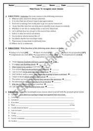 Noun clauses are usually introduced by the subordinating a noun clause can act as the subject or object of the verb in the main clause. Noun Clause Worksheet 1 Esl Worksheet By Cheancheanchean