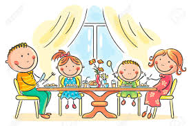 31993568 Cartoon Family Having Meal Together Stock Vector Family Dinner Eating Jpg 1300 854 Family Cartoon Drawing For Kids Kids Clipart