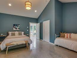 Bedroom, wall lighting, bed, concrete floor, and night stands the new addition features polished concrete floors throughout. Apple Blossom Resort Polished Concrete Floors Contemporary Bedroom Other By Dancer Concrete Design Houzz