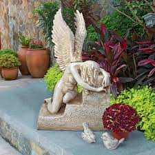 Design Toscano 27 In H Hunger Of Heartbreak Angel Statue Al90178 The Home Depot In 2020 Yard Sculptures Angel Statues Memorial Statues