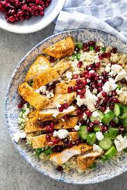 Chicken Quinoa Salad With Peas And Feta Simply Delicious Recipe Chicken Quinoa Salad Easy Chicken Recipes Salad Recipes For Dinner