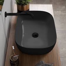 Ceramic circular vessel bathroom sink. Scarabeo 1804 49 By Nameek S Glam Oval Matte Black Vessel Sink In Ceramic Thebathoutlet