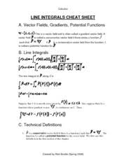 Calculus cheat sheet visit for a complete set of calculus notes. Line Integrals Calculus Line Integrals Cheat Sheet A Vector Fields Gradients Potential Functions This Is A Vector Field And Is Often Called A Gradient Course Hero