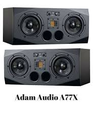 The Adam Audio A77x Is A Near And Mid Field Dual Woofer Monitor Speaker System With Its Sub Bass Extension Tri Ampli Monitor Speakers Studio Monitors Speaker