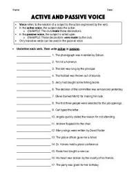 Active And Passive Voice Worksheet Answer Key Active And Passive Voice The Voice Active