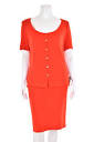 St. John Collection 2Pc Short Sleeve Skirt Suit in Red-Orange sz 14
