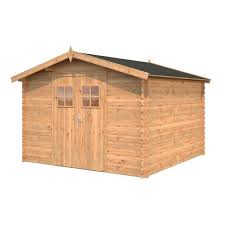 abri de jardin paris 2 bndip forme carre 279 x 279 cm porte double sapin du nord bois massif traite chene dore cdiscount jardin
