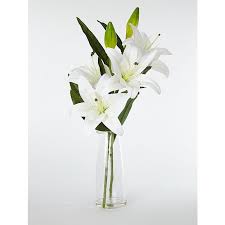 White flowers in vase artificial. Artificial Lilies In Chimney Vase Home George At Asda