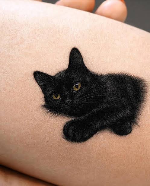 I think hands-down this is probably the most beautiful black cat tattoo  I've ever seen in my life, wouldn't you agree?