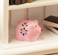 Miniature Ceramic Pink Piggy Bank