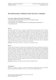 Gambarkan data dalam tabel berikut! Pdf The Determinants Of Mutual Funds Success In Pakistan