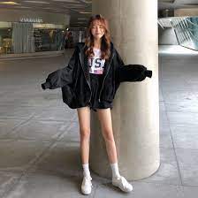商品番号 61084 長袖カジュアルフード付きジッパー ハイウエストショートパンツ2点セットアップ fashionec 韓国ファッション セットアップ 韓国コーデ 夏コーデ korean street fashion korean outfit street styles korean outfits
