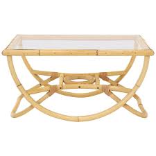 Orange beach rattan coffee table with glass top. Bent Rattan Glass Top Compact Coffee Table At 1stdibs