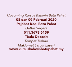 Liputan program syariah meja bulat tv3 bersama kursus kahwin kak ana @ masjid at taqwa ttdi damansara yang bersiaran. Kursus Kahwin Batu Pahat Dan Parit Raja 2021 Upcoming Kursus Kahwin Batu Pahat 08 Dan 09 Februari 2020