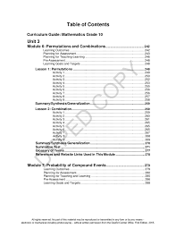 Spelling lists & online games. Math10 Teaching Guide Unit 3