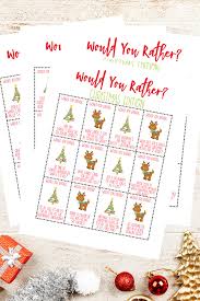Christmas Would You Rather Printable Game Cards Would you rather have a christmas tree that never stops complaining about being cut down or a gingerbread man who never stops telling you how. christmas would you rather