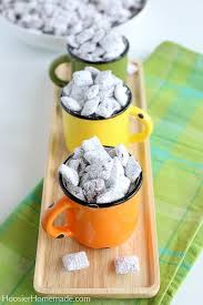 Let the chocolate mixture cool for 30 minutes, then top with m&ms and sprinkles. Puppy Chow Recipe Hoosier Homemade