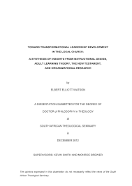 TOWARD TRANSFORMATIONAL LEADERSHIP DEVELOPMENT IN THE LOCAL CHURCH