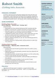Clothing Sales Associate Resume Samples Qwikresume